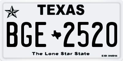 TX license plate BGE2520