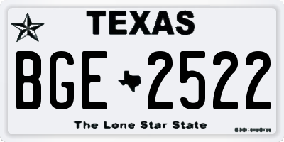 TX license plate BGE2522