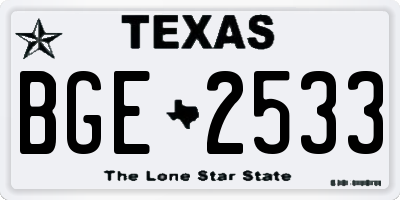 TX license plate BGE2533