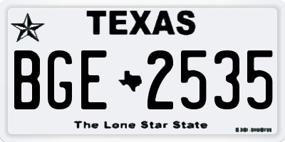 TX license plate BGE2535