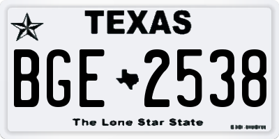 TX license plate BGE2538