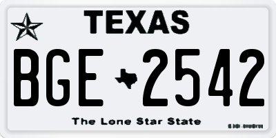 TX license plate BGE2542