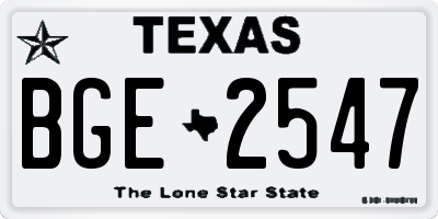 TX license plate BGE2547