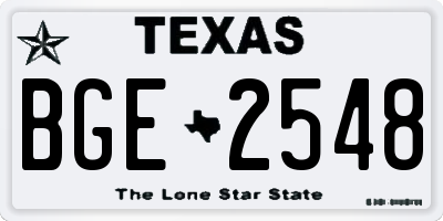 TX license plate BGE2548
