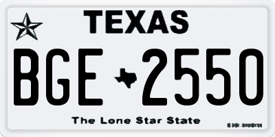 TX license plate BGE2550