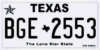 TX license plate BGE2553