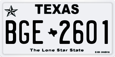 TX license plate BGE2601