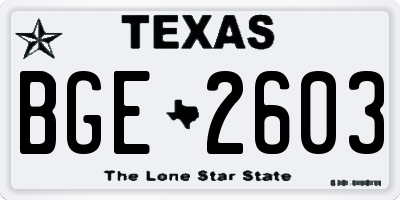 TX license plate BGE2603