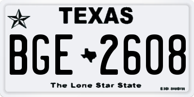 TX license plate BGE2608
