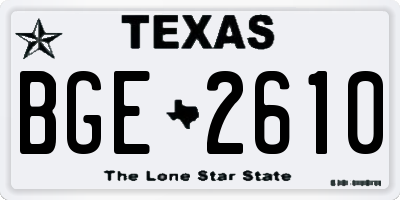 TX license plate BGE2610