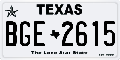 TX license plate BGE2615
