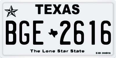 TX license plate BGE2616