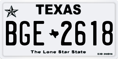 TX license plate BGE2618