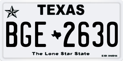 TX license plate BGE2630