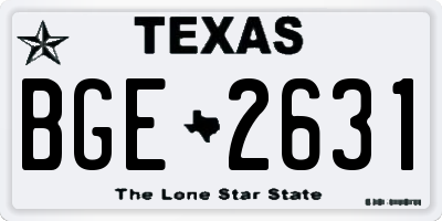 TX license plate BGE2631