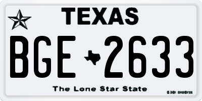 TX license plate BGE2633