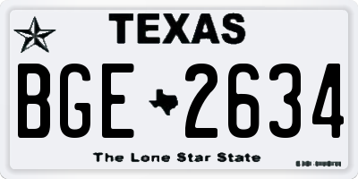 TX license plate BGE2634