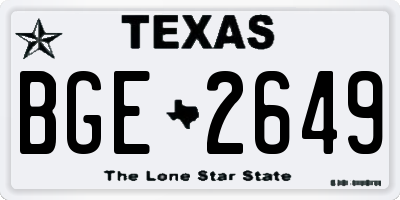 TX license plate BGE2649