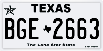 TX license plate BGE2663