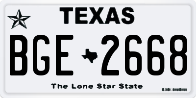 TX license plate BGE2668