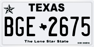 TX license plate BGE2675