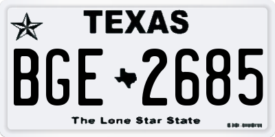 TX license plate BGE2685