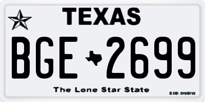 TX license plate BGE2699