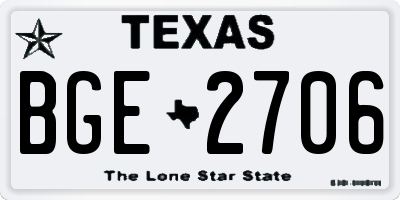 TX license plate BGE2706