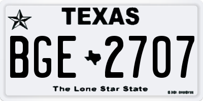 TX license plate BGE2707