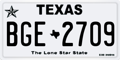 TX license plate BGE2709
