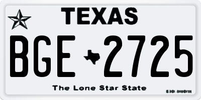 TX license plate BGE2725
