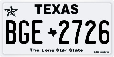 TX license plate BGE2726