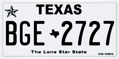 TX license plate BGE2727
