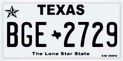 TX license plate BGE2729