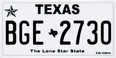 TX license plate BGE2730