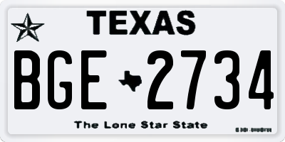 TX license plate BGE2734