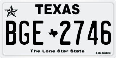 TX license plate BGE2746
