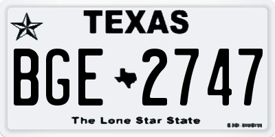 TX license plate BGE2747