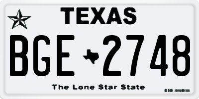 TX license plate BGE2748