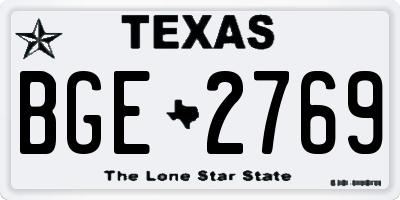 TX license plate BGE2769