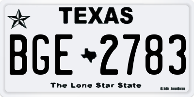 TX license plate BGE2783
