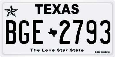 TX license plate BGE2793