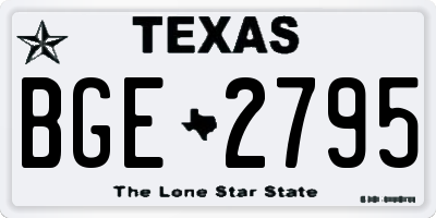TX license plate BGE2795
