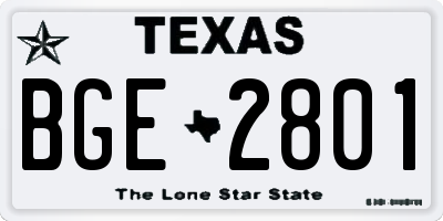 TX license plate BGE2801