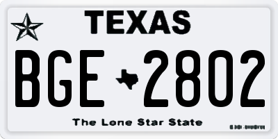 TX license plate BGE2802