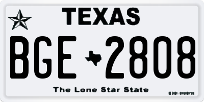 TX license plate BGE2808