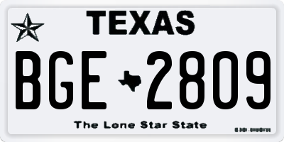 TX license plate BGE2809