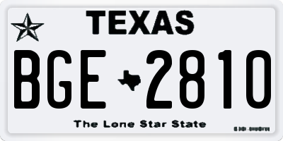 TX license plate BGE2810