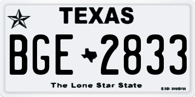 TX license plate BGE2833