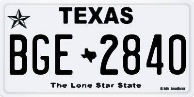TX license plate BGE2840